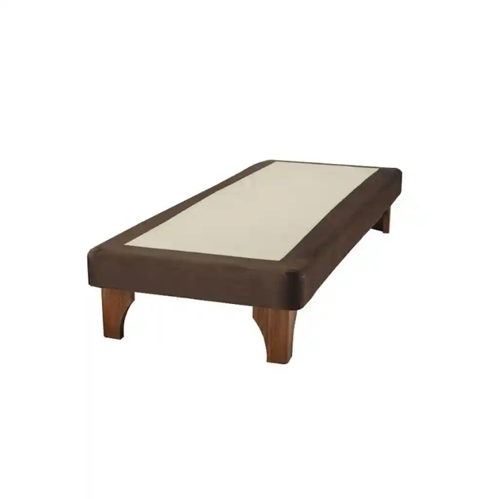 Base Cama Europea 1 Plaza 90x200 Cm Chocolate Felpa
