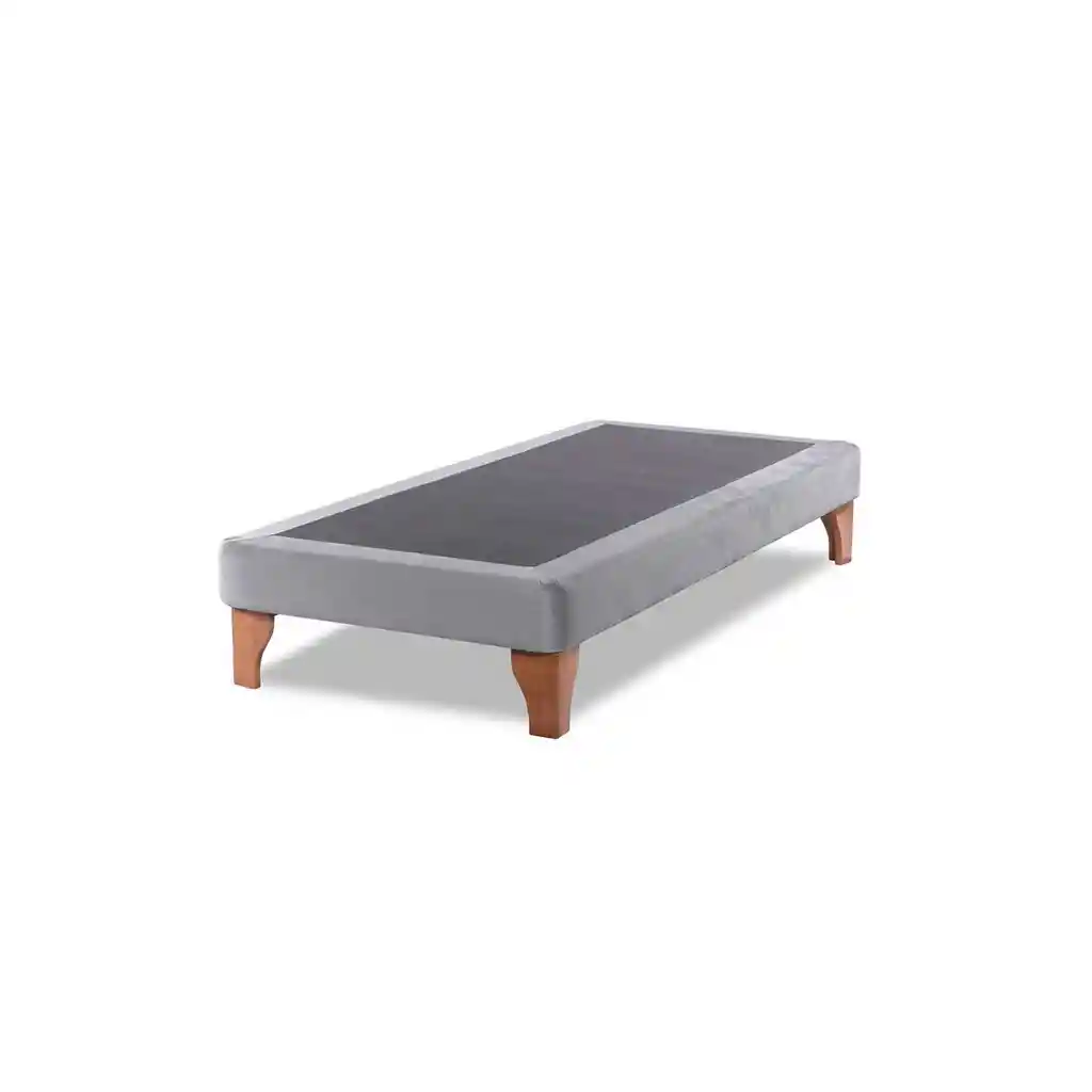 Base Cama Europea 1 Plaza 90x200 Cm Gris Claro Felpa