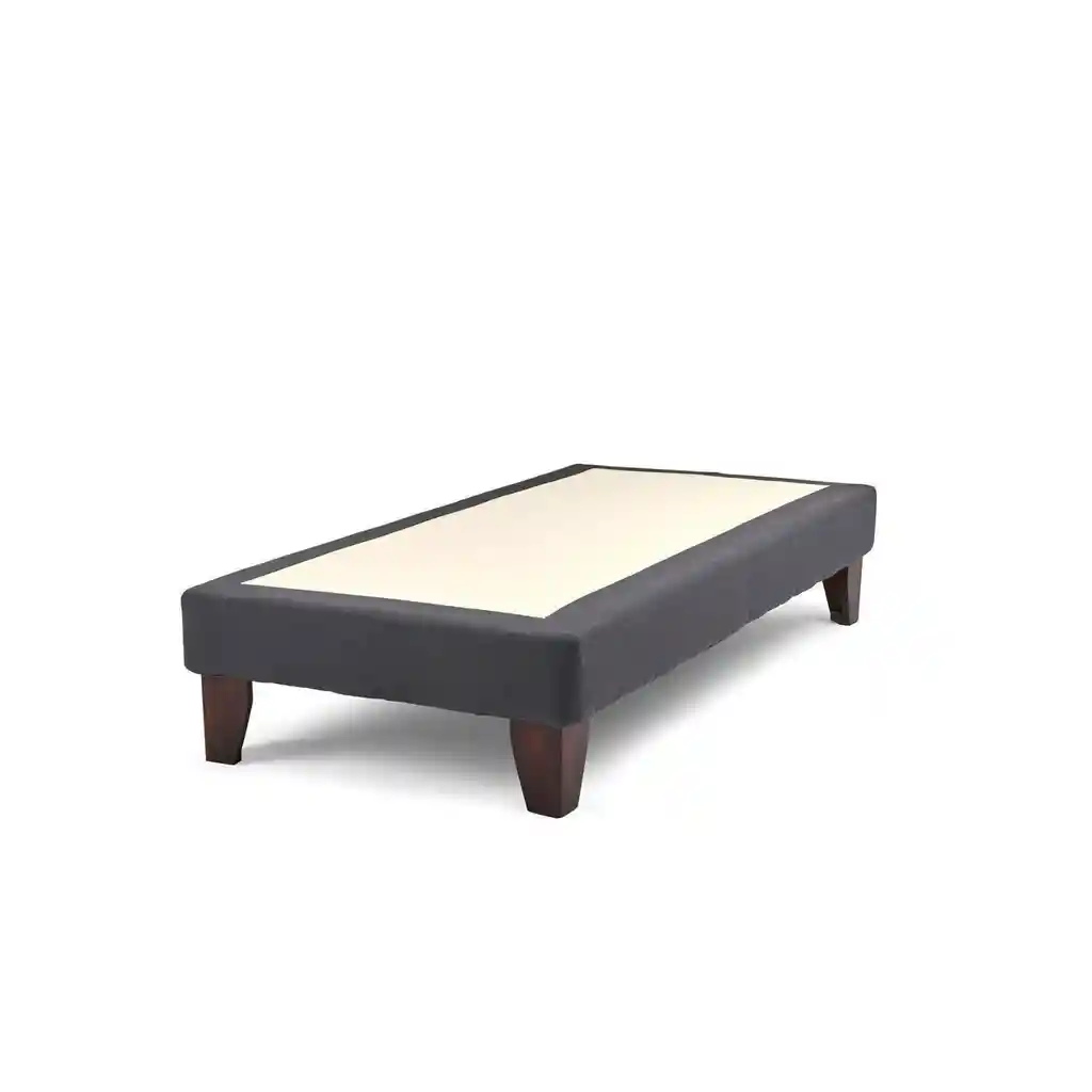Base Cama Europea 1 Plaza 90x200 Cm Gris Grafito Lino