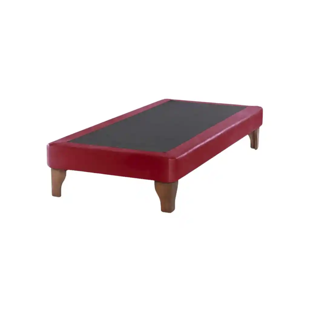 Base Cama Europea 1 Plaza 90x200 Cm Rojo Felpa