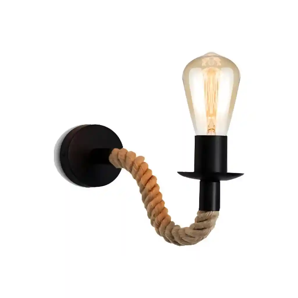 Lámpara Pared Cuerda Cañamo Vintage 220v Marrón