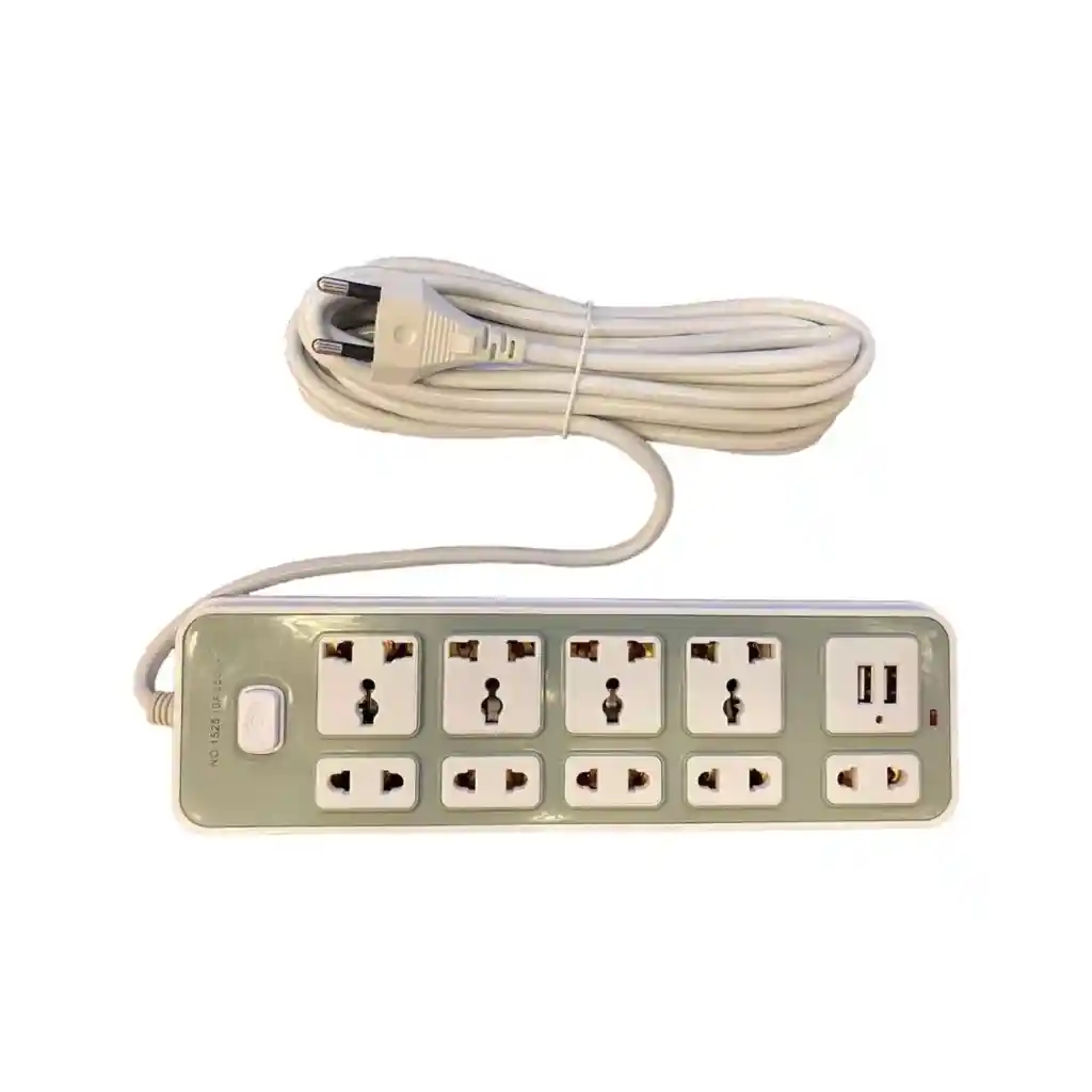 Alargador Elétrico Corriente 9 Posiciones 2 Orificios Usb 5 M