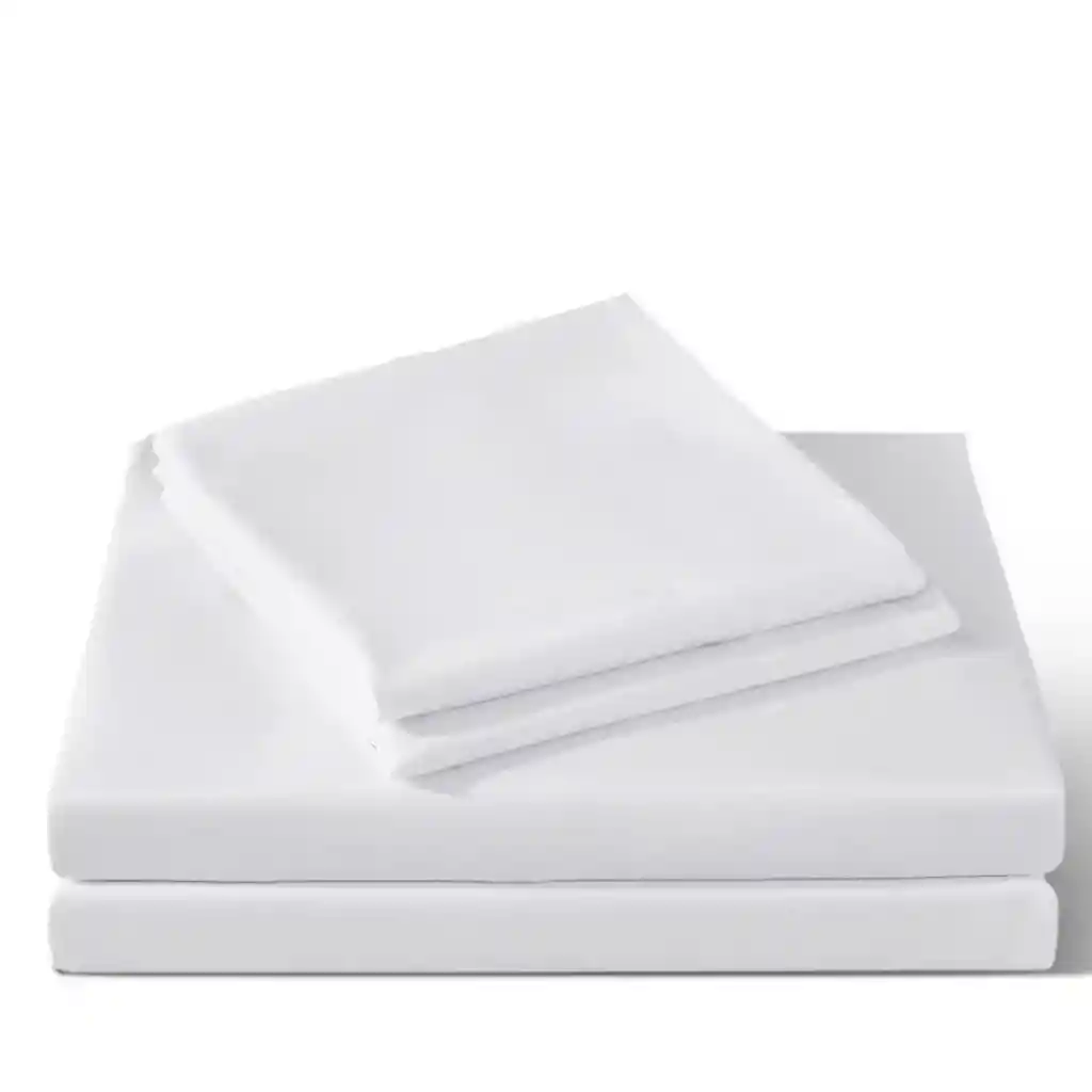 Juego Sábanas Algodón Poliéster 200 Hilos + 2 Fundas 2 Pl Blanco