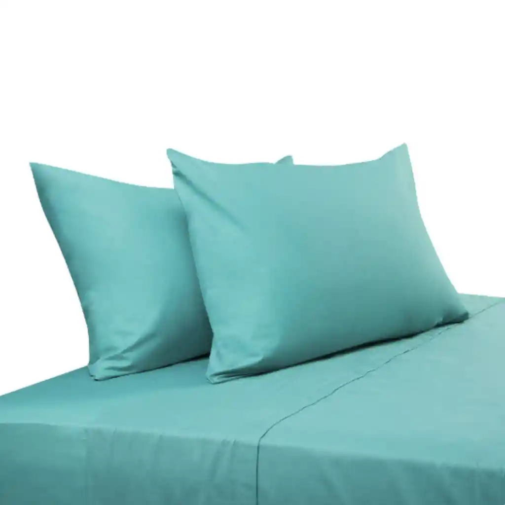 Juego Sábanas Algodón Poliéster 200 Hilos + 2 Fundas 2 Pl Celeste