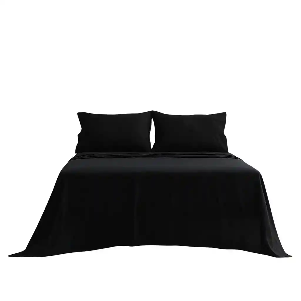 Juego Sábanas Poliéster Polar + 2 Fundas 2 Pl Negro