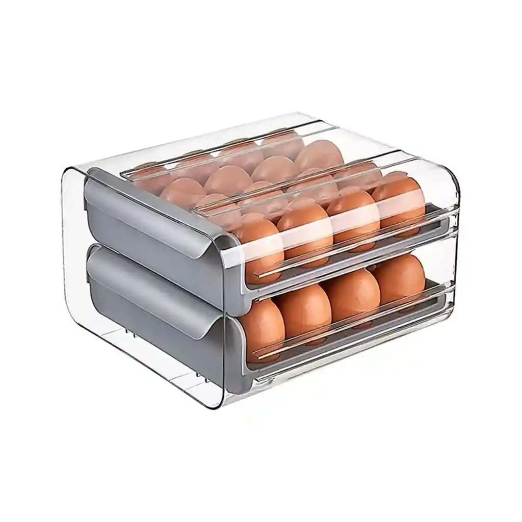 Organizador Portahuevos 2 Niveles 32 Huevos 26x23 Cm Gris