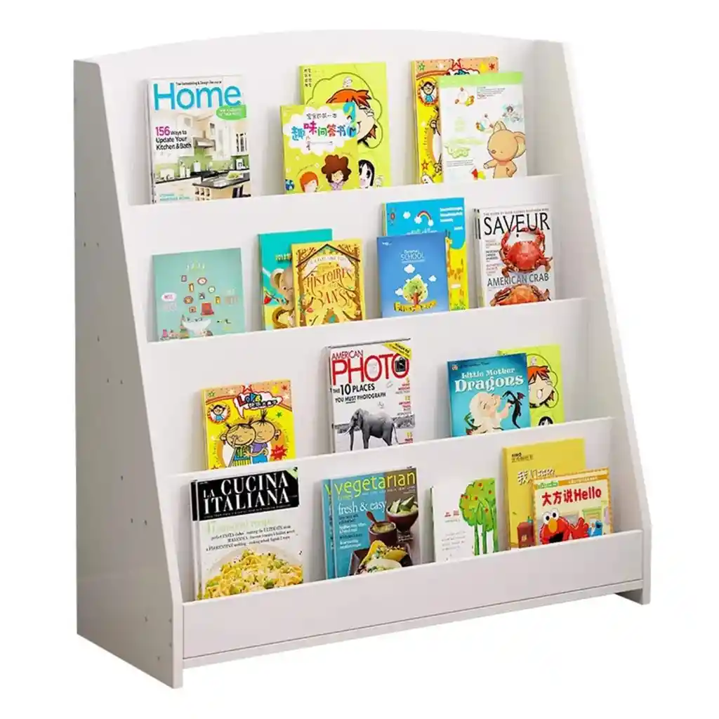 Estante Librero Niños Madera 4 Niveles 80x30x88 Cm Blanco