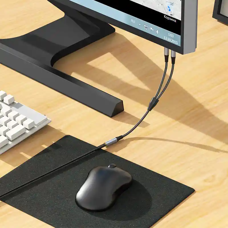 Cable De Audio 2 En 1 Jack 3.5mm 2 Macho 1 Hembra - Hoco Upa21