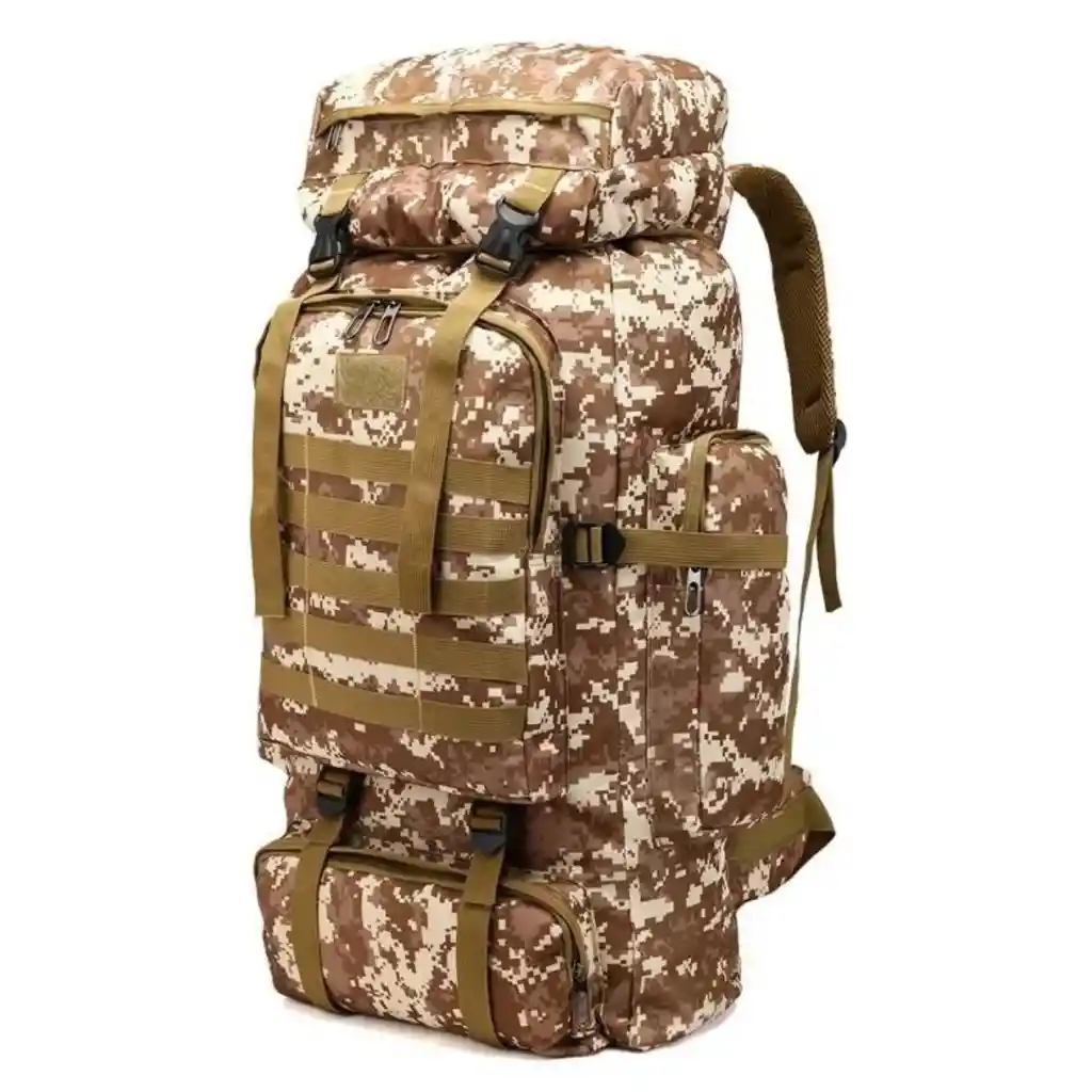 Mochila Táctica Camping Trekking Senderismo 80 L Marrón