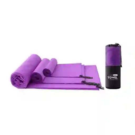 Set 3 Toallas Baño Viaje Microfibra Secado Rápido Violeta Claro