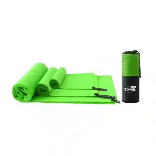 Set 3 Toallas Baño Viaje Microfibra Secado Rápido Verde Flúor