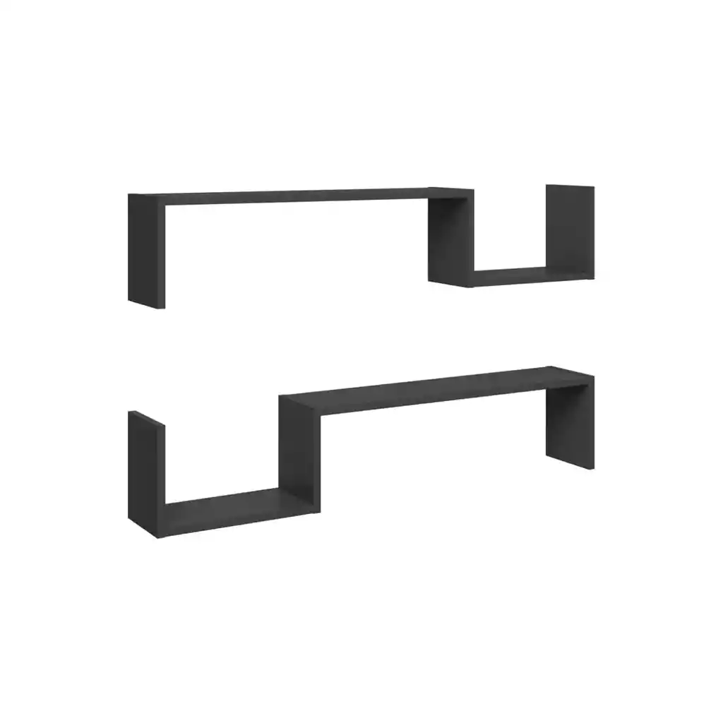 Juego Repisas Flotantes Madera Geo Negro 95x45x15 Cm