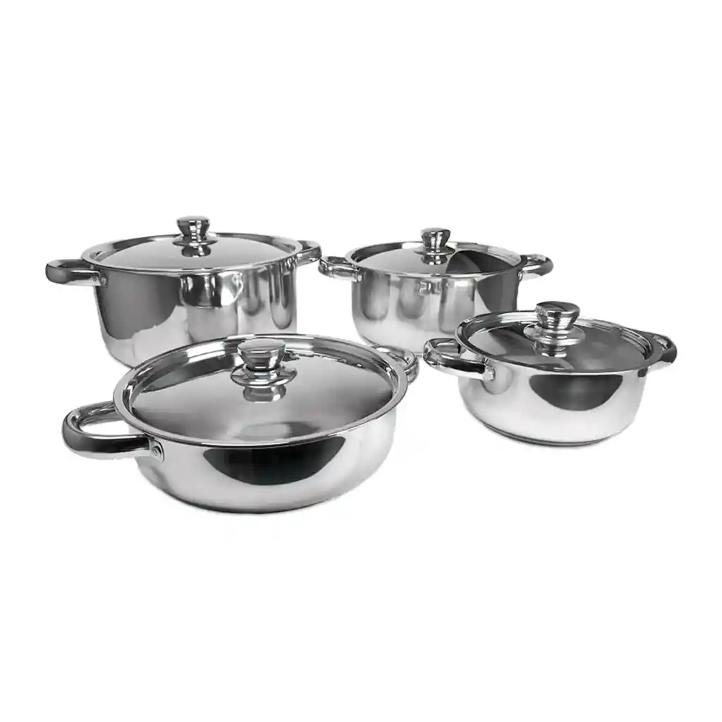 Juego Batería 8 Piezas Olla Cocina Acero Inoxidable