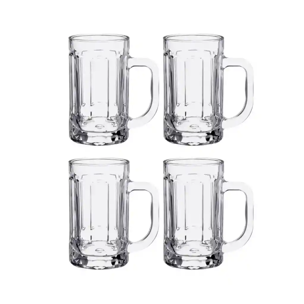 Set 4 Vasos Choperos Cervecero Lubeck Vidrio 17x7 Cm