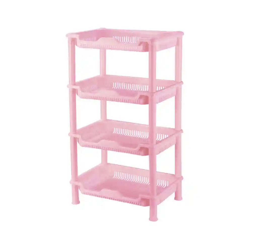 Rack Organizador Estante Multiuso 4 Niveles Plástico Rosado