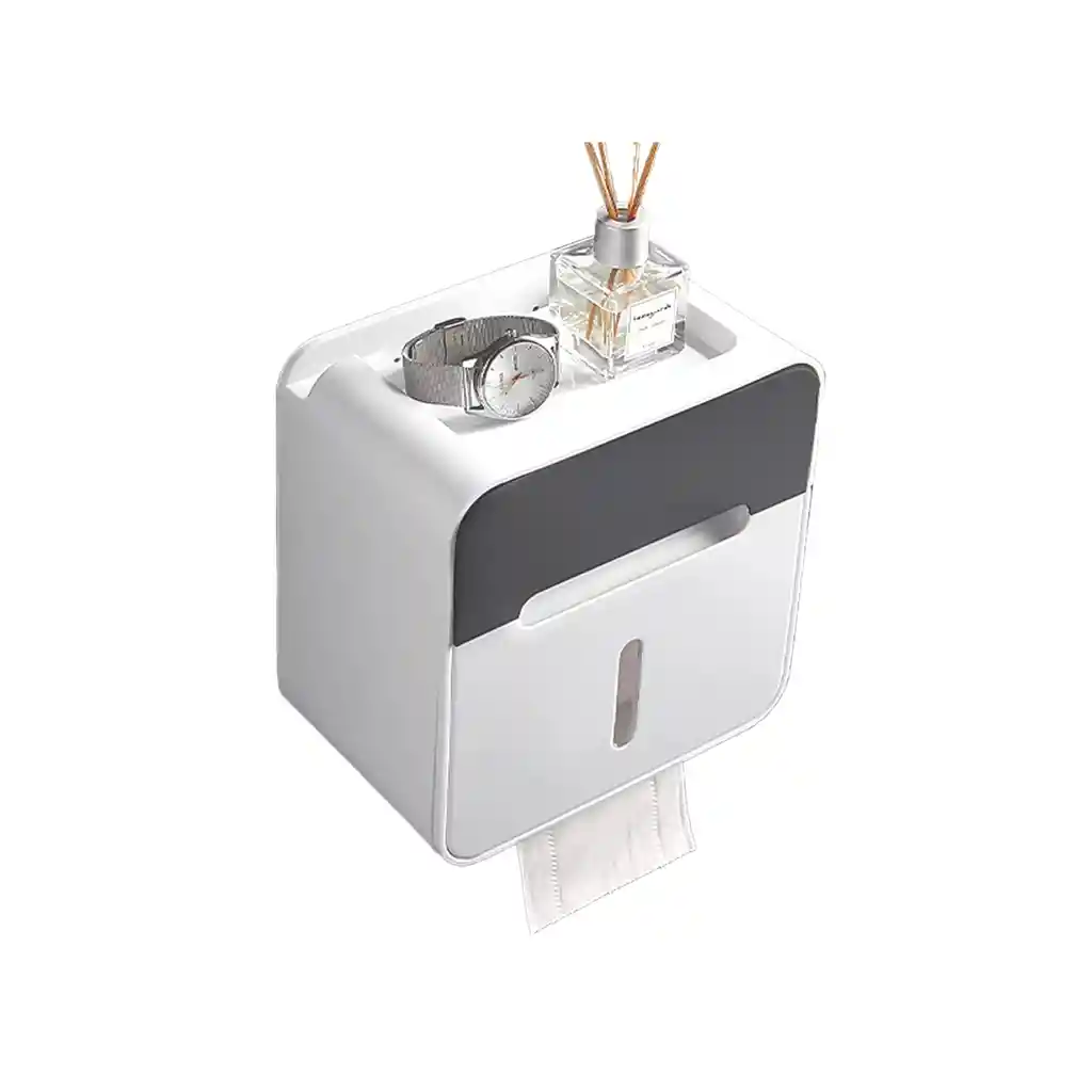 Dispensador Organizador Papel Higiénico Pañuelos Gris