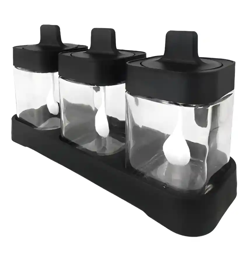 Organizador Especias Condimentos 3 Piezas Cuchara Tapa 400 Ml