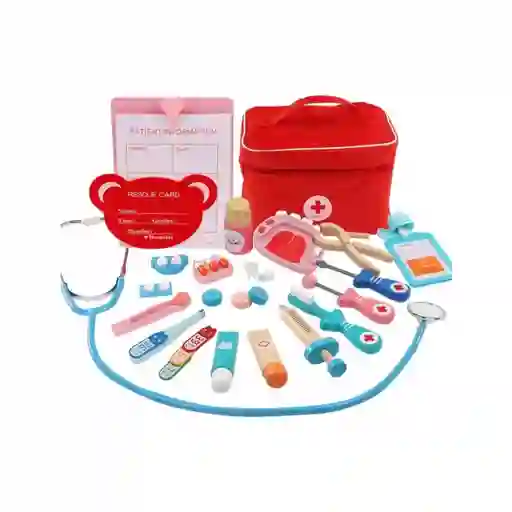 Set Juegos Bolso Doctor Dentista Madera Infantil