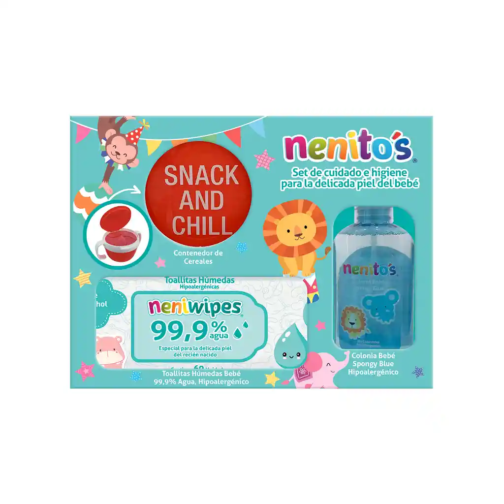 Pack Nenitos Toallita Humeda + Colonia + Contenedor De Cereales