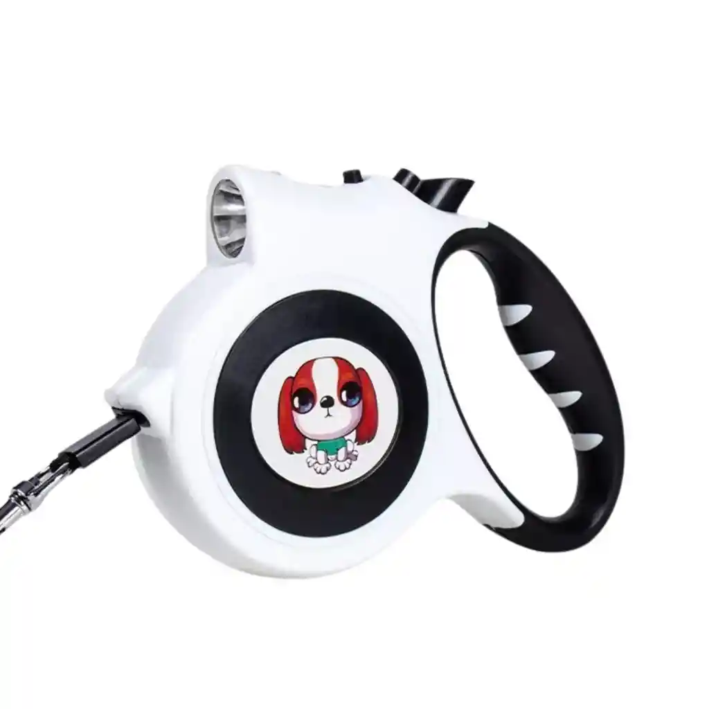 Correa Mascota Perro Retráctil Automática 5 M Linterna Led Blanco