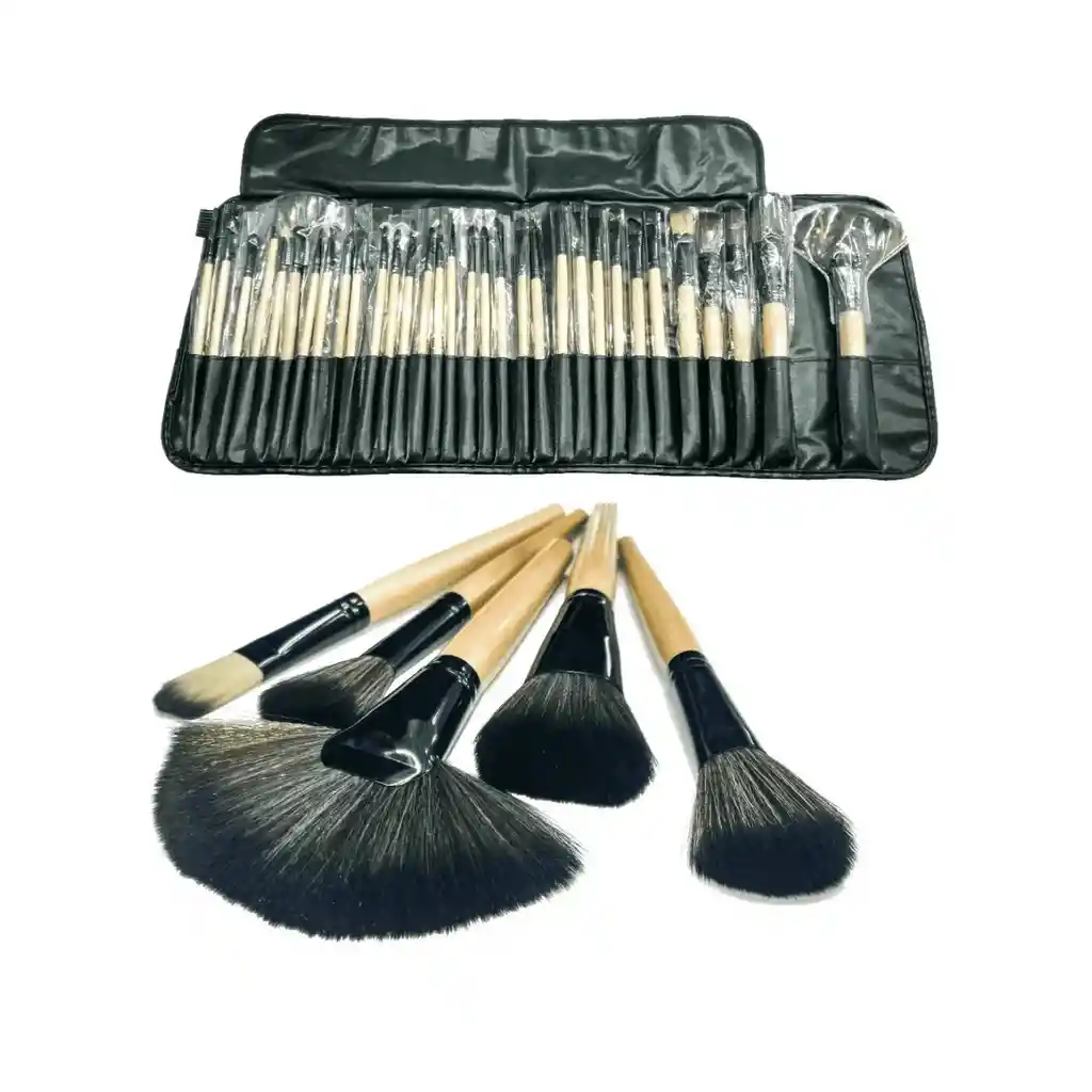 Set 32 Pinceles Brochas Maquillaje Profesional Hipoalergénico Bolso Organizador