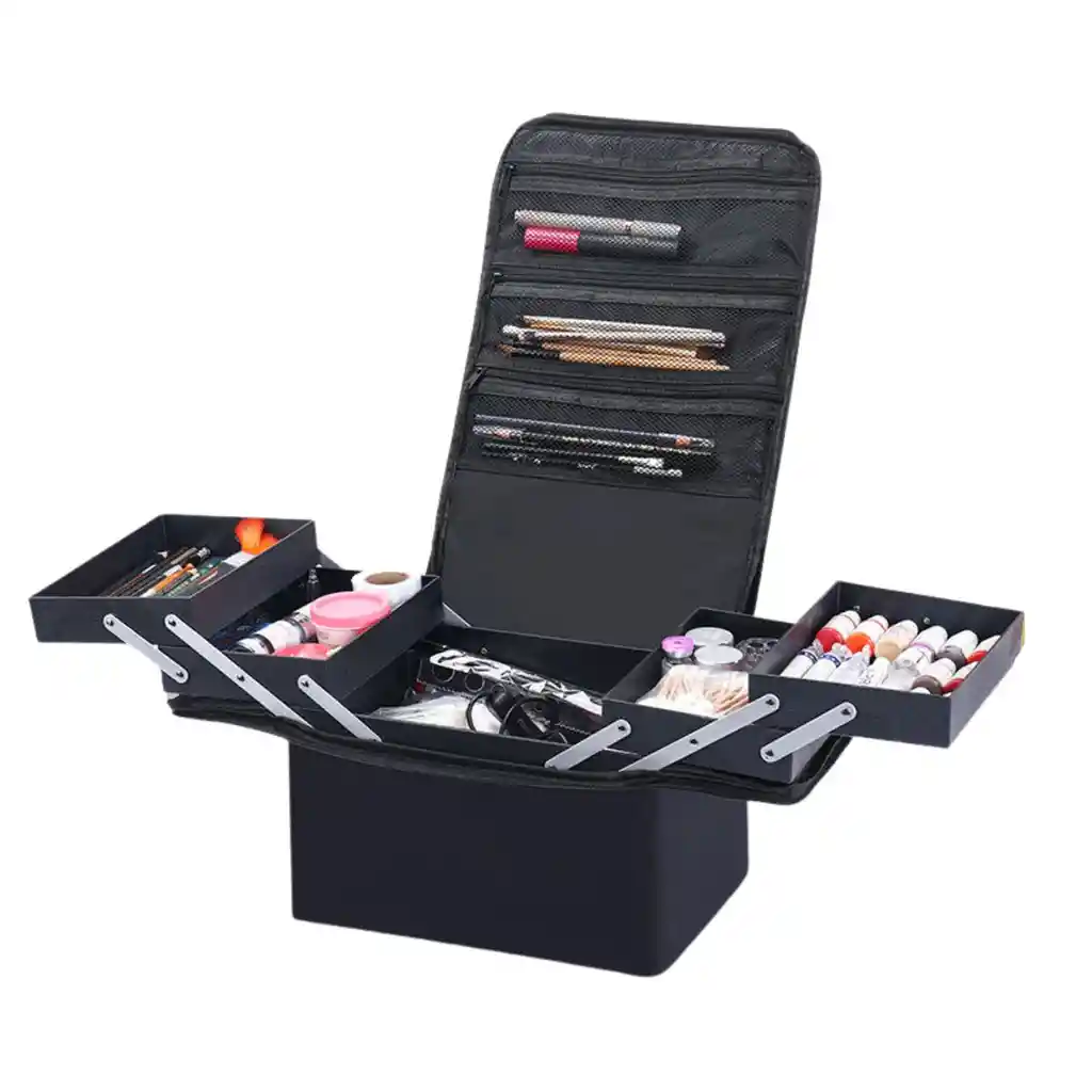 Maleta Maquillaje Manicure Cosmetología Tela Portátil 26x28x20 Cm