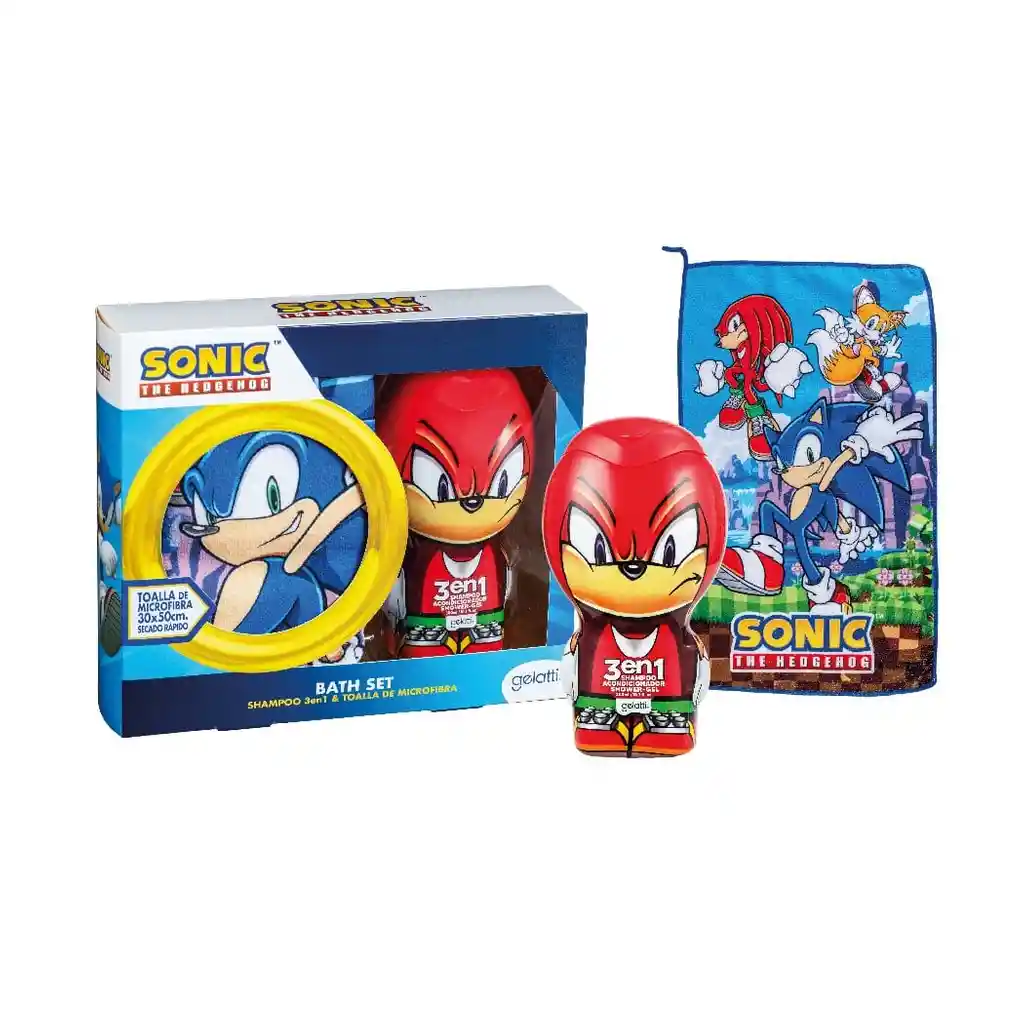 Set De Baño Niño: Shampoo Y Toalla Microfibra Sonic