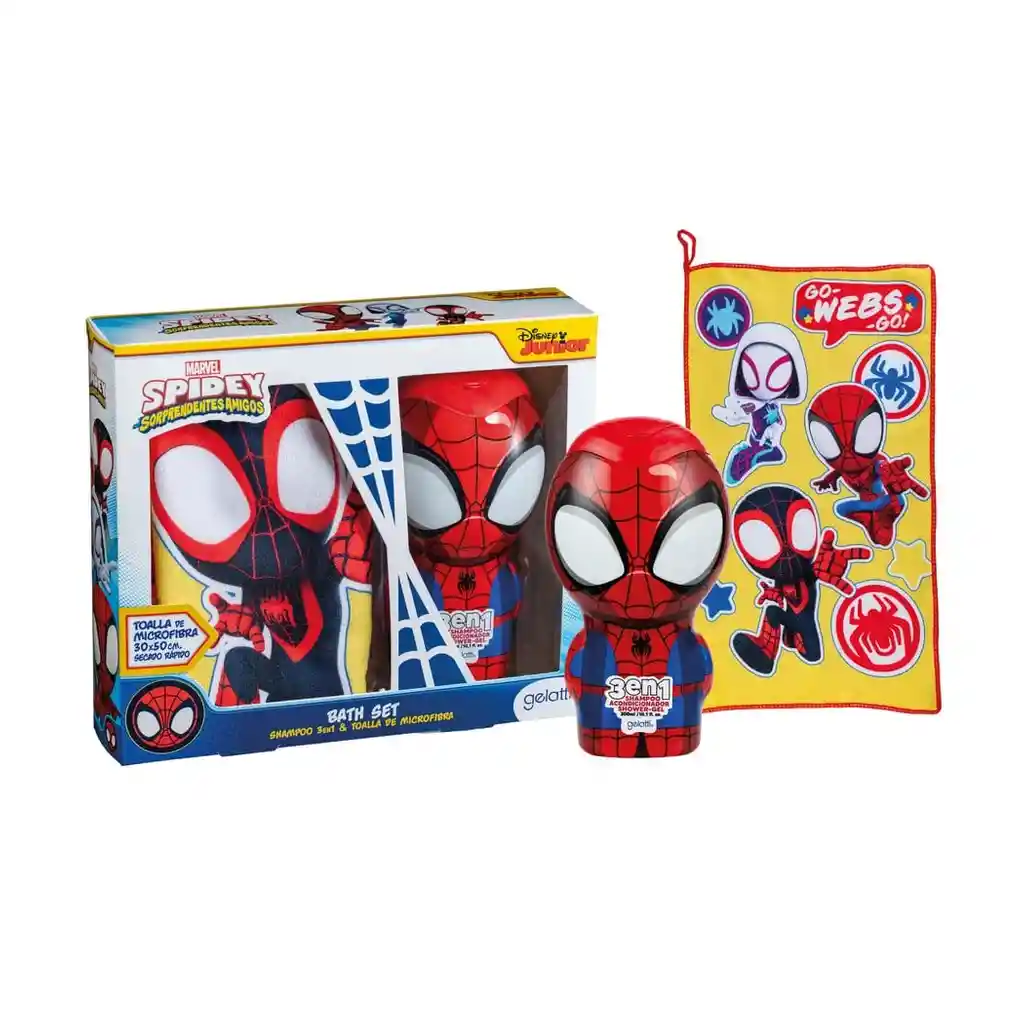 Set De Baño Niño: Shampoo Y Toalla Microfibra Spiderman