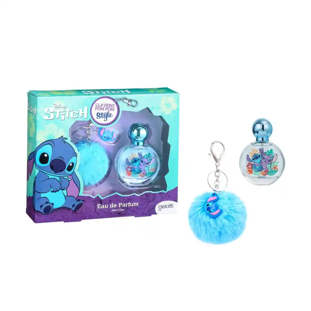 Set De Perfume Niña: Edp 50 Ml Y Llavero Pom Pom, Stitch