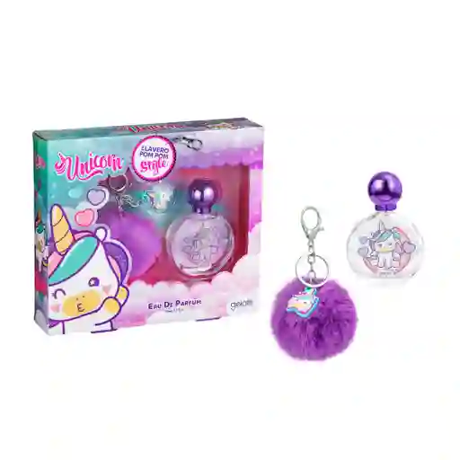 Set De Perfume Niña: Edp 50 Ml Y Llavero Pom Pom, Unicornio