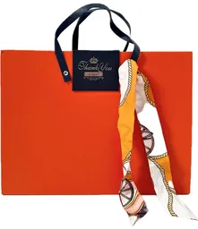 Caja De Regalo - Forma De Cartera Naranja Y Pañuelo Decorativo (25x33 Cm ) Para Regalos Especiales