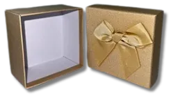 Cajita De Regalo Dorada Para Joyas Con Lazo (9.5x9.5 Cm) Para Regalo