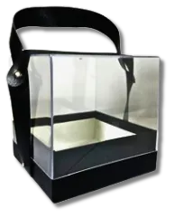 Caja De Regalo Decorativa Transparente Con Base Resistente Negra (14x14 Cm) Para Regalo