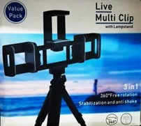 Base Para Teléfono Multi Clip En Vivo 3 En 1 Con Lámpara Y Estabilizador Para Regalo