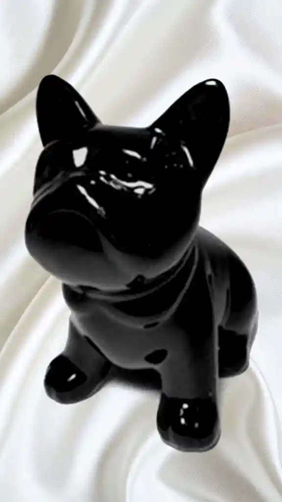 Escultura Decorativa Negra Perro Bulldog Francés ( 12x10 Cm ) Para Regalo Decoración
