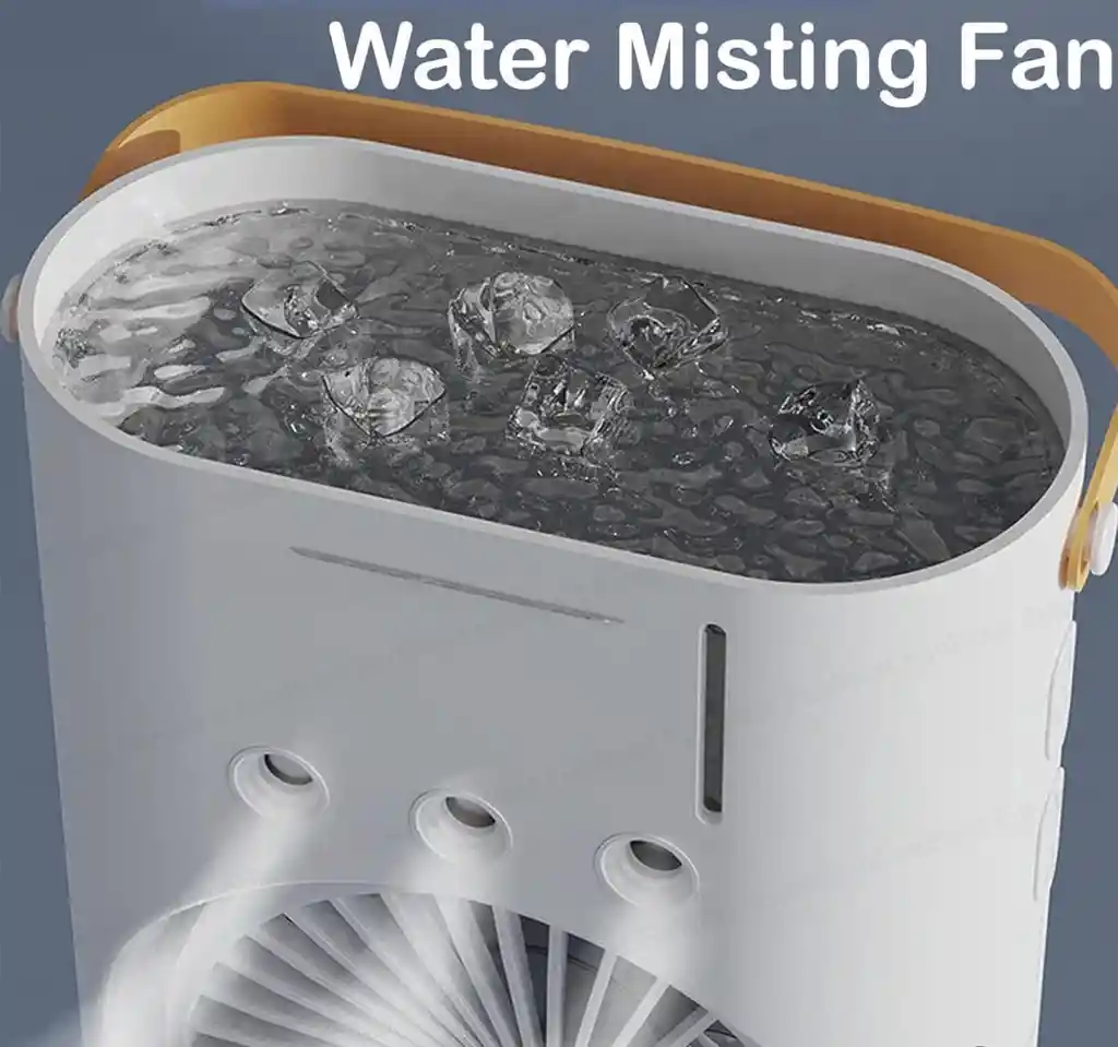 Ventilador Portátil Doble Con Humificador Y Luces