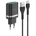 Cargador Completo Usb Qc3.0 + Cable Tipo C 18w - Hoco C12q Certificado Sec