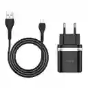 Cargador Rápido Usb Qc3.0 + Cable Micro Usb V8 18w - Hoco C12q Certificado Sec