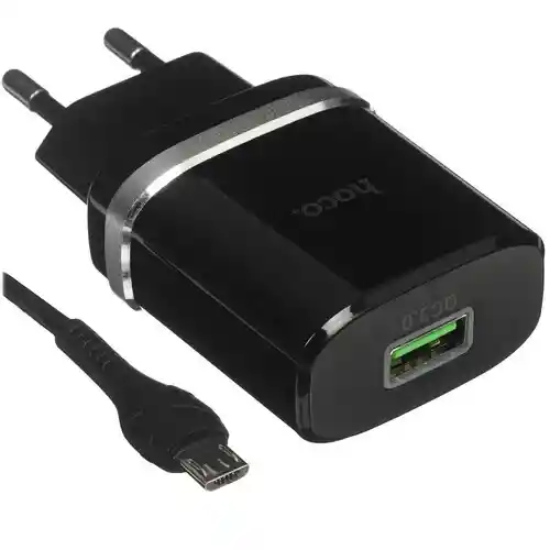Cargador Rápido Usb Qc3.0 + Cable Micro Usb V8 18w - Hoco C12q Certificado Sec