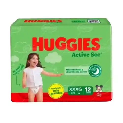 Pañales Huggies Active Sec Talla Xxxg 10 Un.