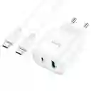 Cargador Dual Tipo C Pd + Usb Qc3.0 + Cable Tipo C A C 20w - C80a Plus