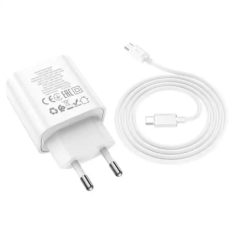 Cargador Dual Tipo C Pd + Usb Qc3.0 + Cable Tipo C A C 20w - C80a Plus