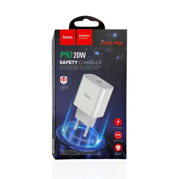 Cargador Adaptador Tipo C Pd 20w Sin Cable - Hoco C76a Plus 3a