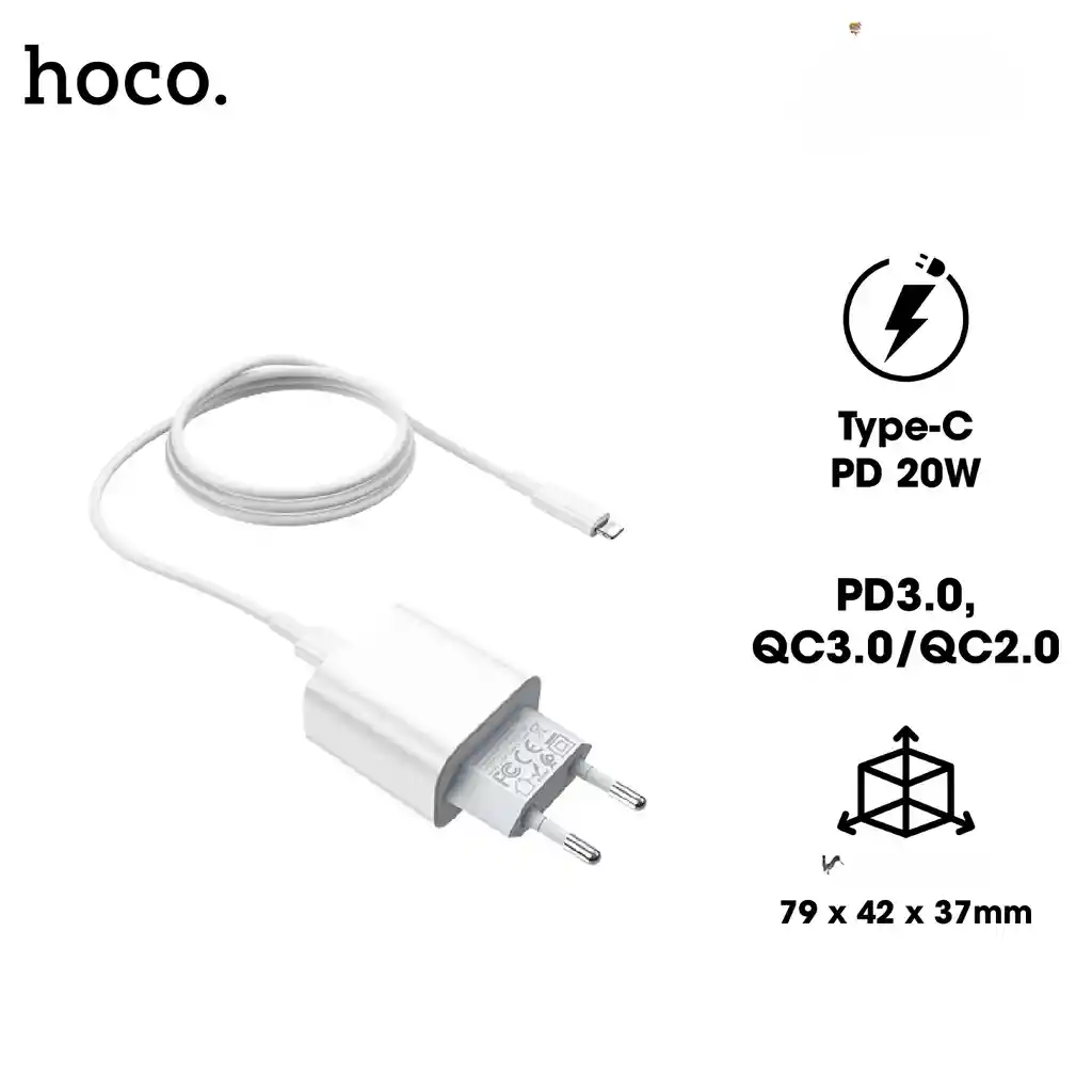 Cargador Con Cable Tipo Hoco C A Lightning Para Iphone 20w - Hoco C76a Plus 3a