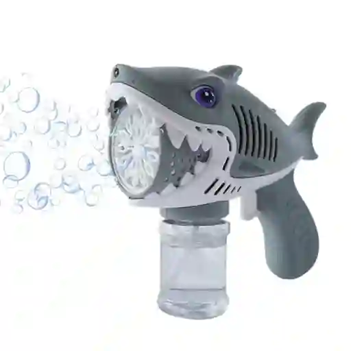Pistola Lanza Burbujas Tiburon Luces Y Sonidos + Liquido (gris)