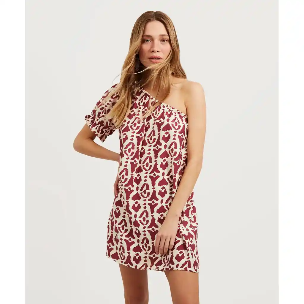 Vestido Mujer Manga Globo Xs Burdeo