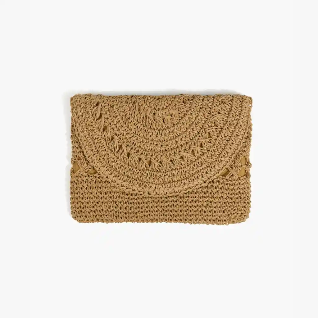 Mini Cartera Mujer De Mano Rafia Beige