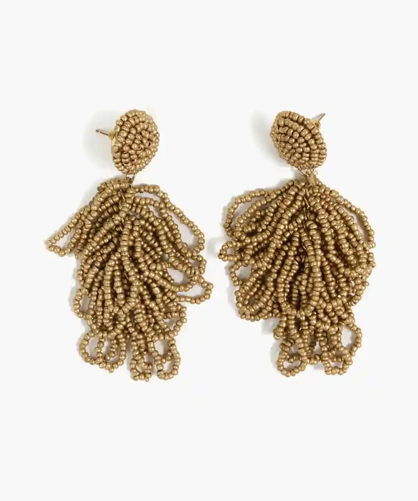 Aros Mujer Mostacillas Dorado