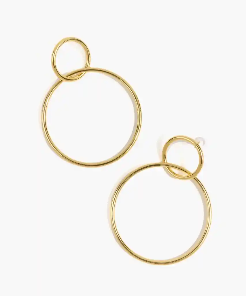 Aros Mujer Doble Círculo Dorado