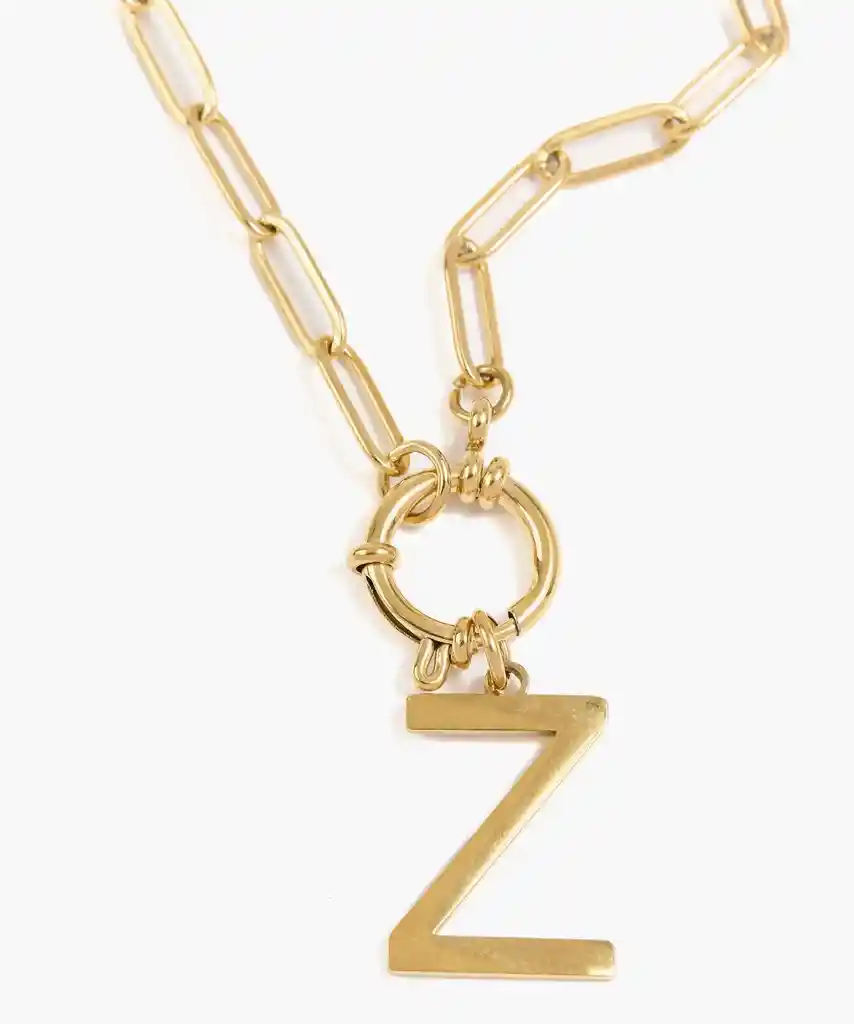 Collar Mujer Broche Con Letra Z Dorado